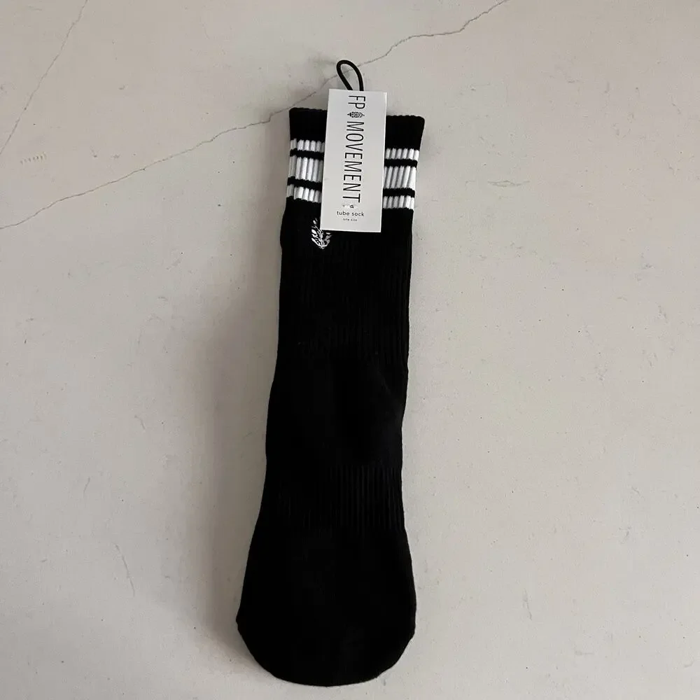 NWT Free People Movement X Lucky Honey Tube Socks | One Size Black White Stripe